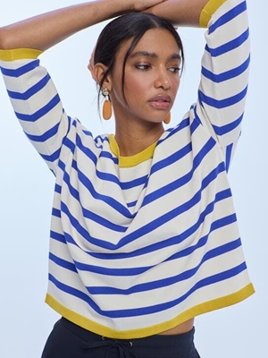 Jersey Rayas Lola Casademunt Bicolor Crudo y Azul LS2611027 - Imagen 2