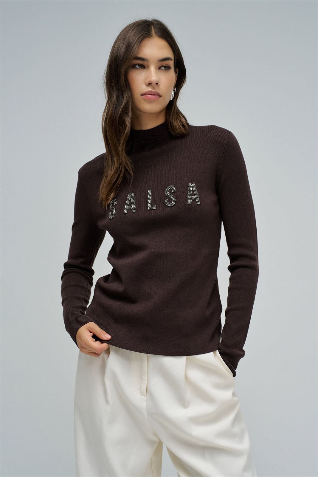 Jersey Salsa Jeans Knitted Dark Brown 21010455 930 - Imagen 2