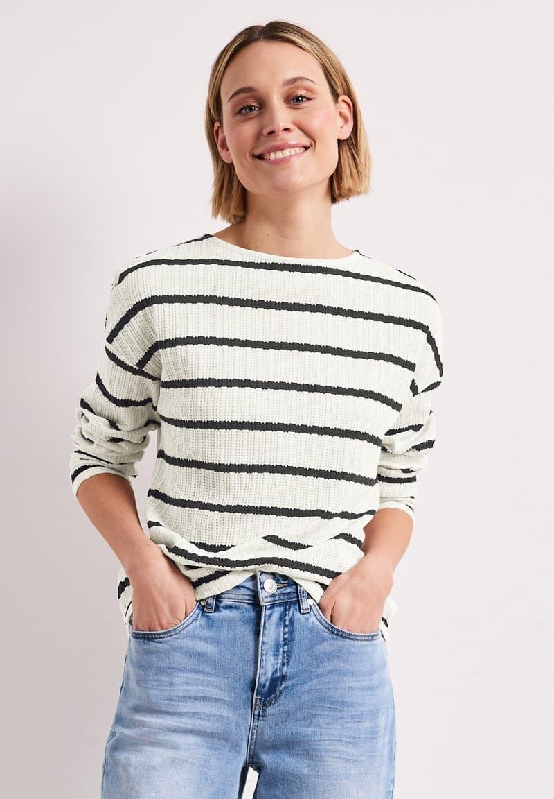 Jersey STREET ONE 324785 27502 striped knit look shadowed navy - Imagen 1