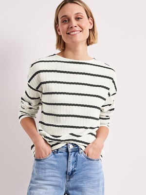 Jersey STREET ONE 324785 27502 striped knit look shadowed navy - Imagen 1