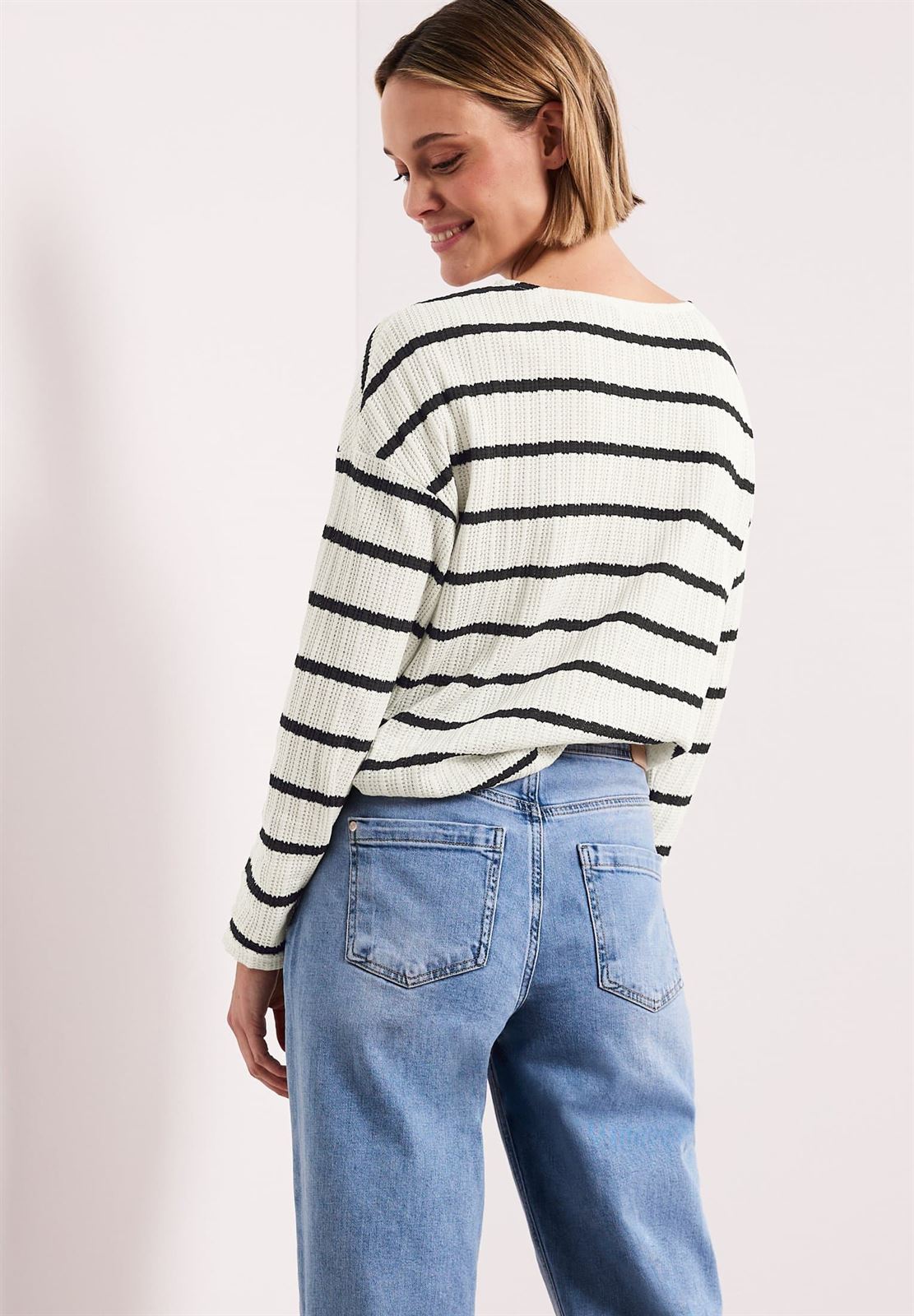 Jersey STREET ONE 324785 27502 striped knit look shadowed navy - Imagen 2