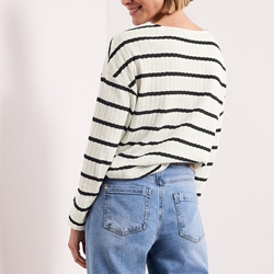 Jersey STREET ONE 324785 27502 striped knit look shadowed navy - Imagen 2