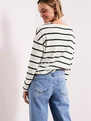 Jersey STREET ONE 324785 27502 striped knit look shadowed navy - Imagen 2