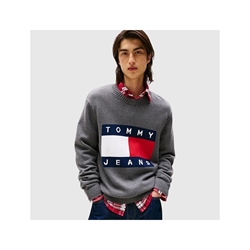 Jersey Tommy Jeans Tjm Reg Melange Flag Black HTR DM0DM22105 PU2 - Imagen 1