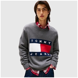 Jersey Tommy Jeans Tjm Reg Melange Flag Black HTR DM0DM22105 PU2 - Imagen 1