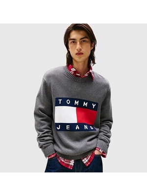 Jersey Tommy Jeans Tjm Reg Melange Flag Black HTR DM0DM22105 PU2 - Imagen 1