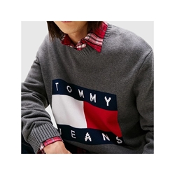 Jersey Tommy Jeans Tjm Reg Melange Flag Black HTR DM0DM22105 PU2 - Imagen 2
