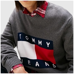 Jersey Tommy Jeans Tjm Reg Melange Flag Black HTR DM0DM22105 PU2 - Imagen 2