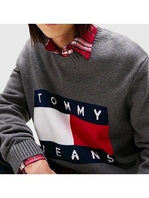 Jersey Tommy Jeans Tjm Reg Melange Flag Black HTR DM0DM22105 PU2 - Imagen 2