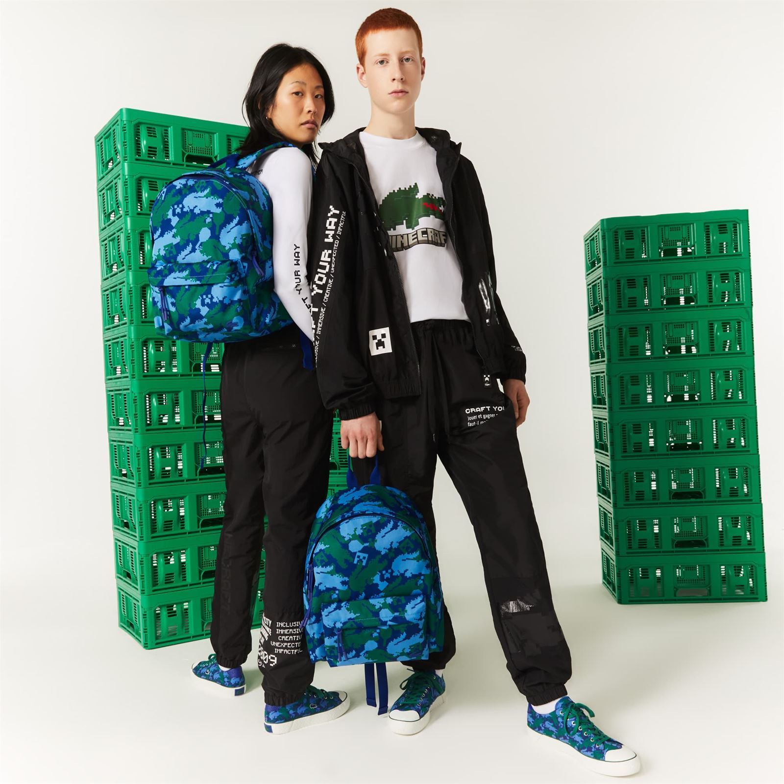 alumno Se infla Barra oblicua Mochila Lacoste x Minecraft NH3790MK J91 azul - Complementos