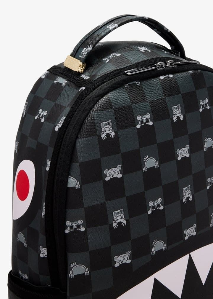 Mochila SPRAYGROUND 910B8872NSZ Gray Peeking Character Check Backpack - Imagen 2