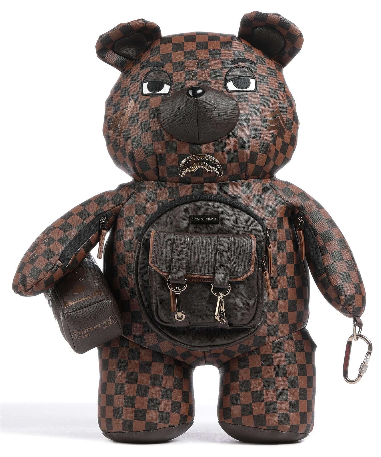 Mochila Sprayground Brown Checkered scepialops teddy bear - Imagen 1