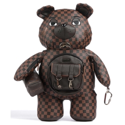 Mochila Sprayground Brown Checkered scepialops teddy bear - Imagen 1