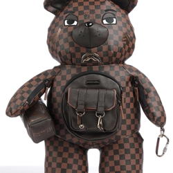Mochila Sprayground Brown Checkered scepialops teddy bear - Imagen 1