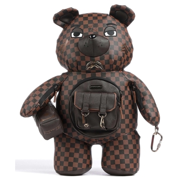 Mochila Sprayground Brown Checkered scepialops teddy bear - Imagen 1