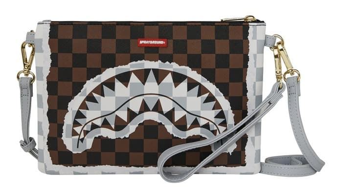 Neceser Sprayground Cream Brown Tear Check Crossover 910B8295NSZ - Imagen 1