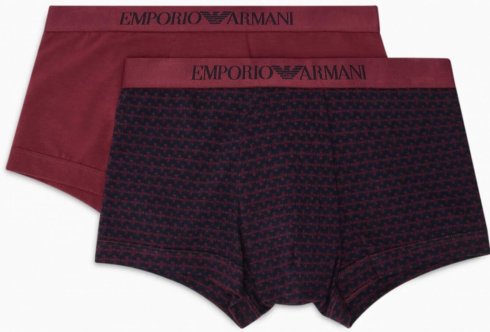 Pack 2 boxer Emporio Armani 111210 3F504 56636 st fiori/borgogna - Imagen 1