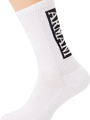 Pack 2 Calcetines Emporio Armani White/White/Written EM000543 AF18263 M0153 - Imagen 1