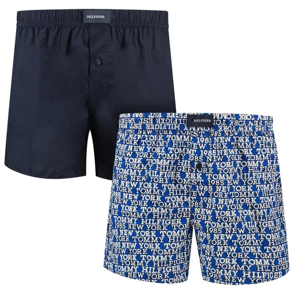 Pack 2 Cotton Woven Boxer Tommy Hilfiger UM0UM03397 0XS mono logo/des sky - Imagen 1