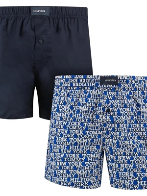 Pack 2 Cotton Woven Boxer Tommy Hilfiger UM0UM03397 0XS mono logo/des sky - Imagen 1