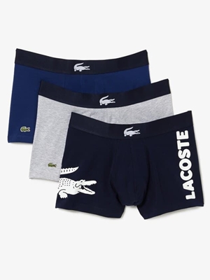 Pack 3 boxer LACOSTE 5H1803-00 BCK marine/blanc-argent chine - Imagen 1