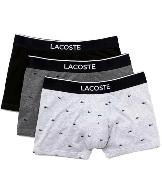 Pack 3 boxer LACOSTE 5H3411 00 VDP noir/bitume chine-argent - Imagen 1