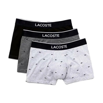 Pack 3 boxer LACOSTE 5H3411 00 VDP noir/bitume chine-argent - Imagen 1
