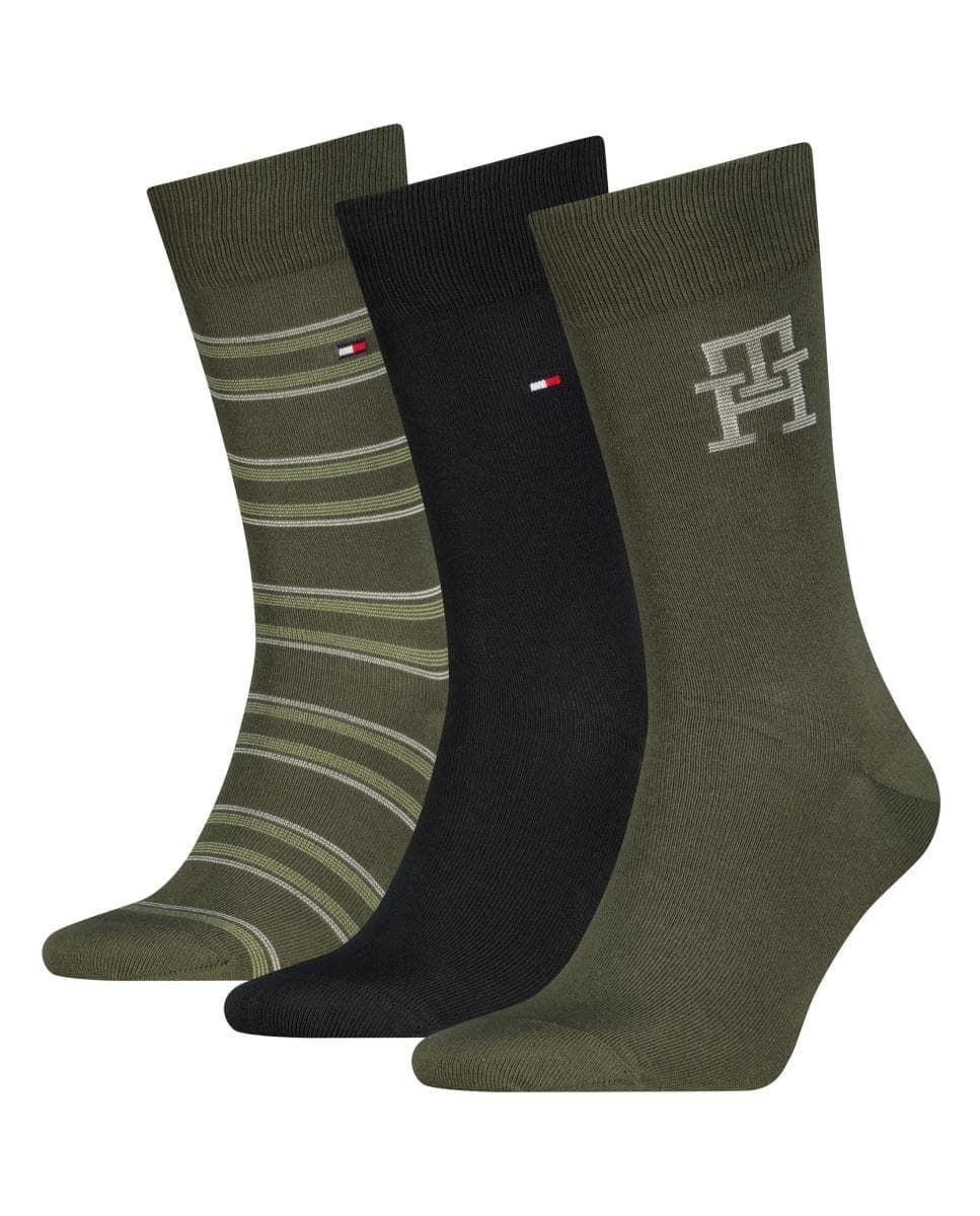 Pack 3 Calcetines Caja Regalo Tommy Hilfiger Olive 701241159 004 - Imagen 1
