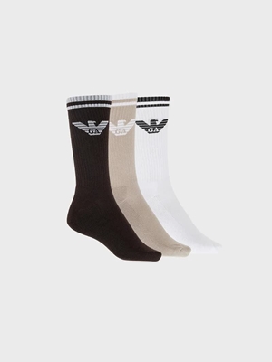 Pack 3 Calcetines Chocolate/Fungi/White Emporio Armani EM000554 AF18261 M6140 - Imagen 1