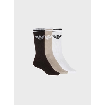 Pack 3 Calcetines Chocolate/Fungi/White Emporio Armani EM000554 AF18261 M6140 - Imagen 1