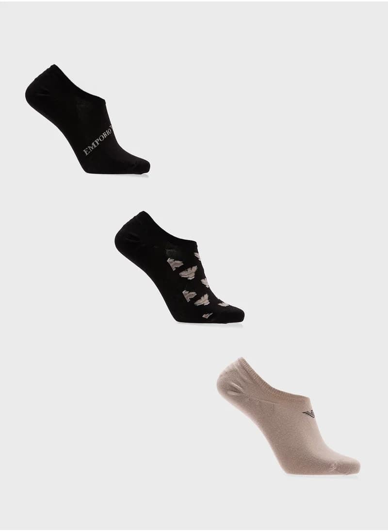 Pack 3 calcetines Emporio Armani EM000547 AF13202 M1042 plaza/black allover/black - Imagen 1