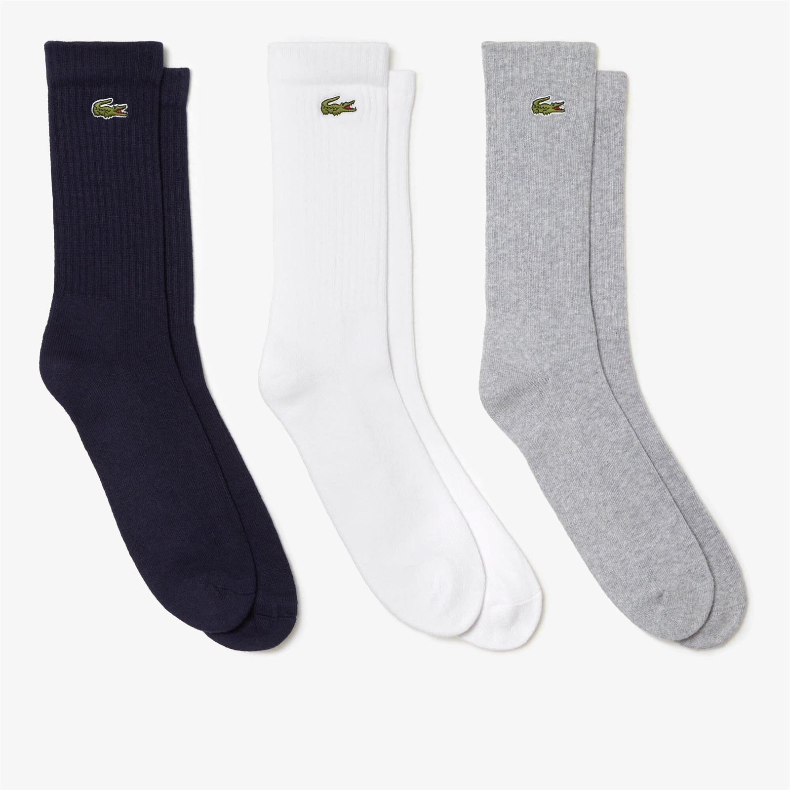 Pack 3 calcetines LACOSTE RA4182 TYA argent chine/blanc - Imagen 1