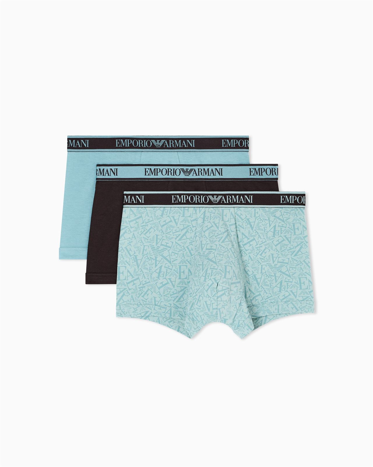 Pack 3 Calzoncillos Emporio Armani Choco/Surf-Mine/Mine EM000370 AF10779 M6130 - Imagen 1