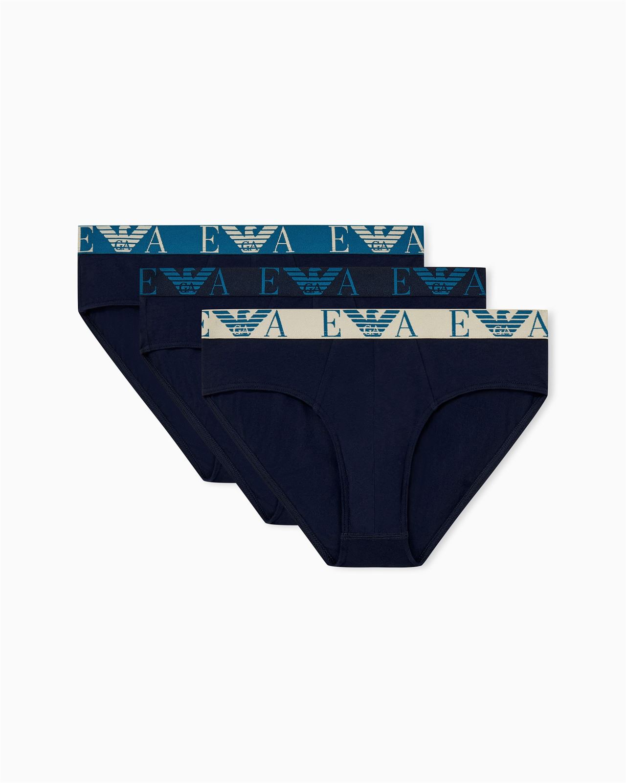 Pack 3 Calzoncillos Slip Emporio Armani EM000258 AF25018 Blu/Moss/White - Imagen 1