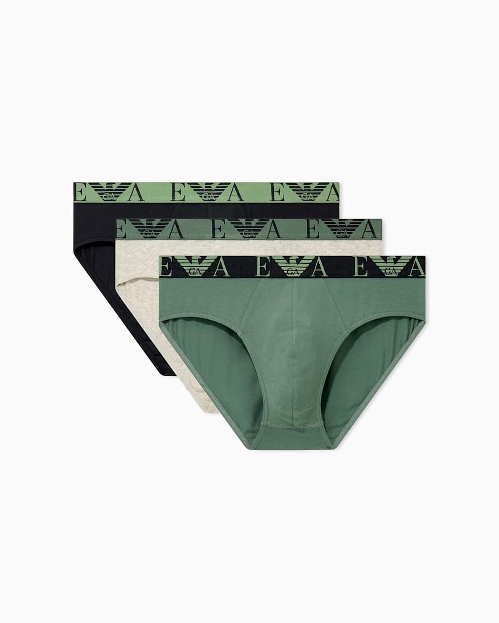 Pack 3 Calzoncillos Slip Emporio Armani EM000258 AF25018 M7231 Green/Blk/Lg Mel Green - Imagen 1