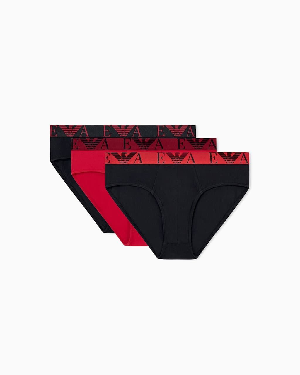 Pack 3 Calzoncillos Slip Emporio Armani EM000258 AF25018 MC682 Black/Cherry/Black - Imagen 1