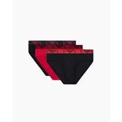 Pack 3 Calzoncillos Slip Emporio Armani EM000258 AF25018 MC682 Black/Cherry/Black - Imagen 1