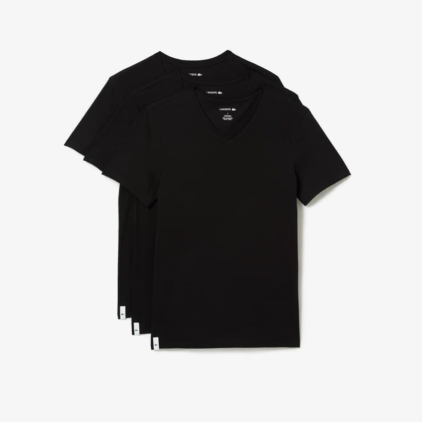 Pack 3 camisetas cuello V LACOSTE TH3374 00 031 negro - Imagen 1