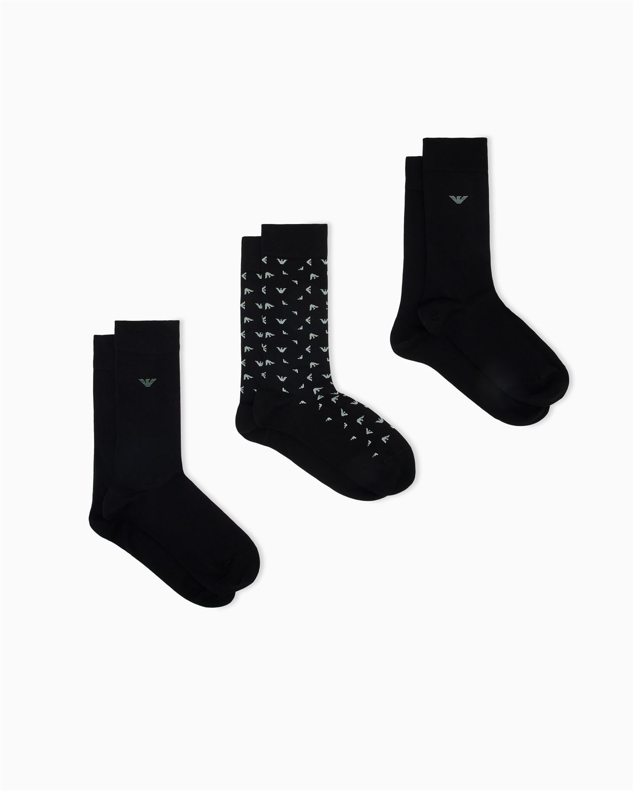 Pack 3 Pares Calcetines Emporio Armani Black/Eagle Gray/Kasm EM000554 AF25376 MC647 - Imagen 1