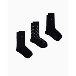 Pack 3 Pares Calcetines Emporio Armani Black/Eagle Gray/Kasm EM000554 AF25376 MC647 - Imagen 1