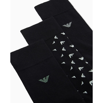 Pack 3 Pares Calcetines Emporio Armani Black/Eagle Gray/Kasm EM000554 AF25376 MC647 - Imagen 2