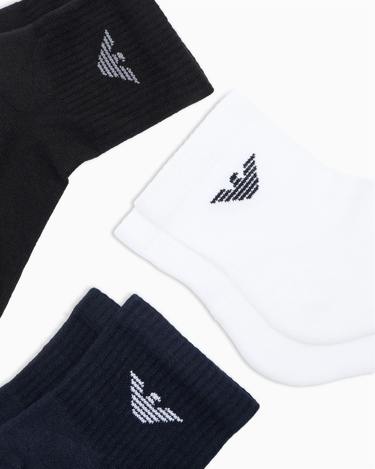 Pack 3 Pares Calcetines Emporio Armani White/Black/Marine EM000551 AF14499 M0091 - Imagen 2