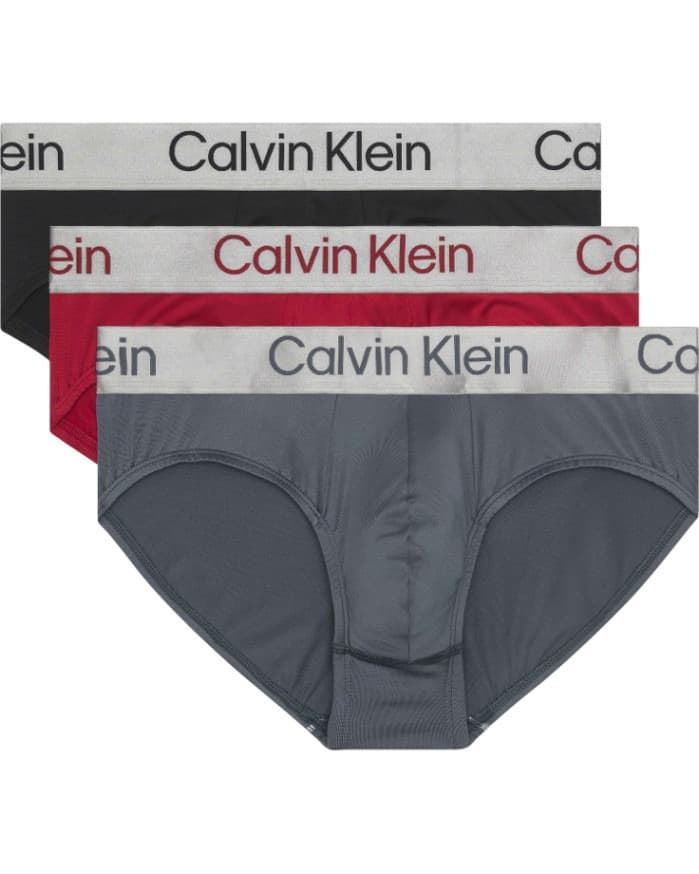 Pack 3 slips CALVIN KLEIN LV00NB4122 0GU red stamp/black/turbulence - Imagen 1