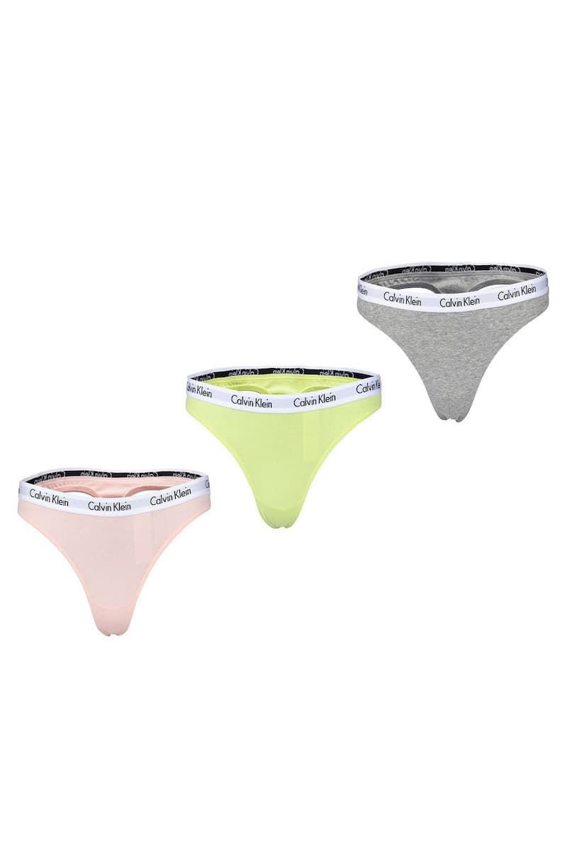 Pack 3 tangas Calvin Klein 000QD5209E WAB green/pink/grey - Imagen 1
