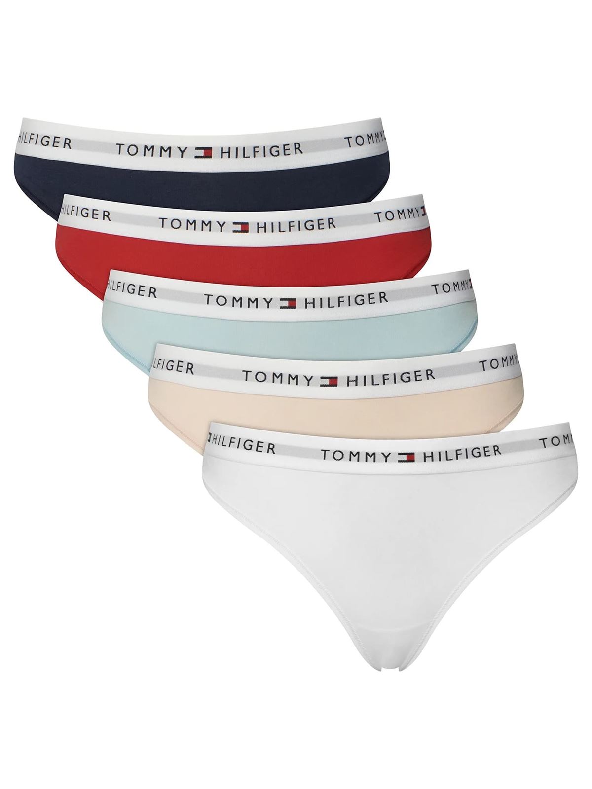 Pack 5 Tangas Tommy Hilfiger Pink/Blue/White/Red/Twilight UW0UW06344 0VM - Imagen 1