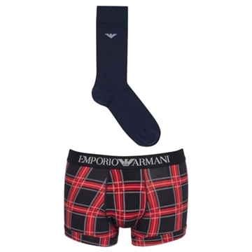 Pack Boxer calcetines Emporio Armani 112007 3F514 58436 scozzese/marine - Imagen 1