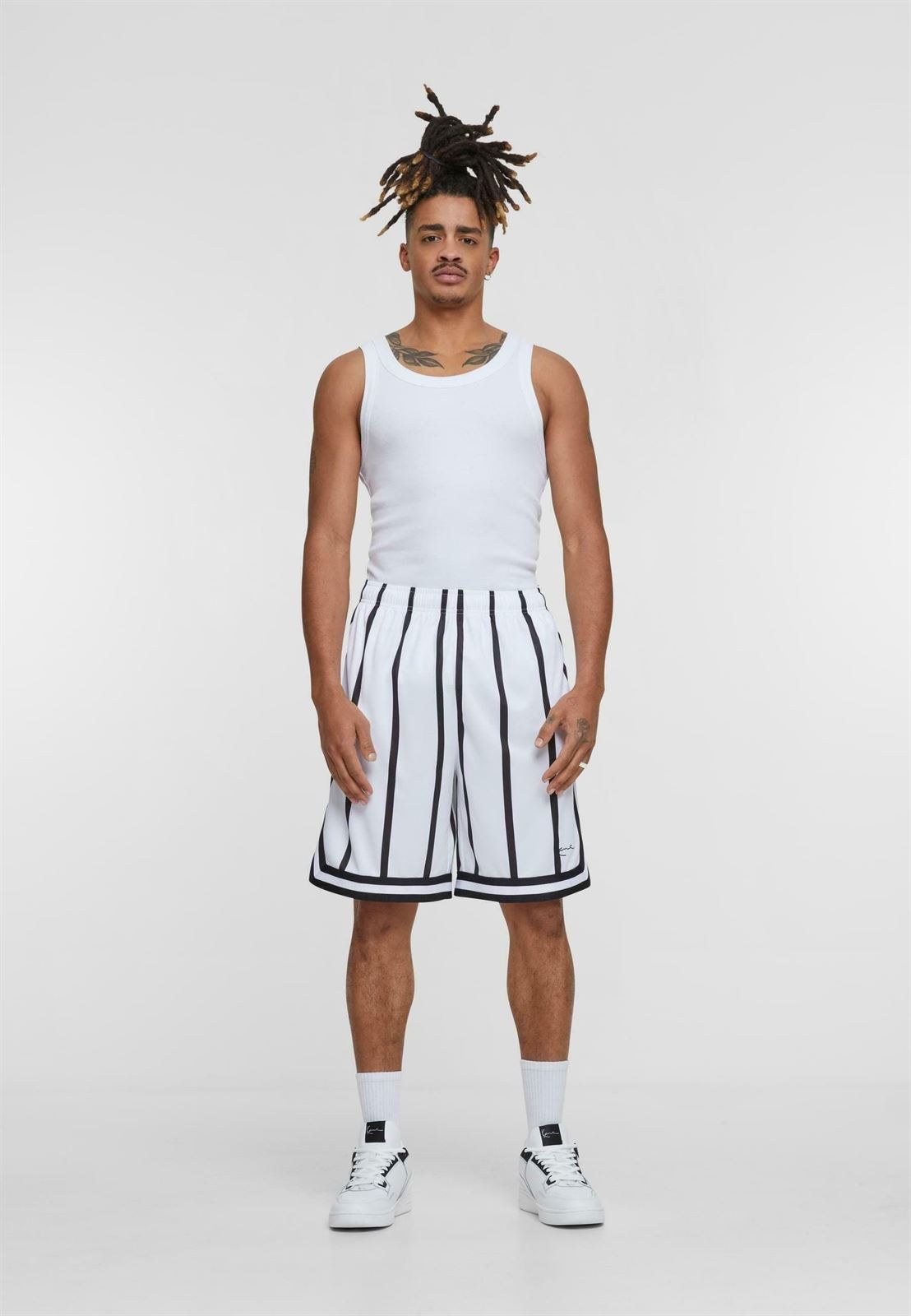 Pantalón corto Karl Kani 6013723 Mesh Short  white/black - Imagen 2