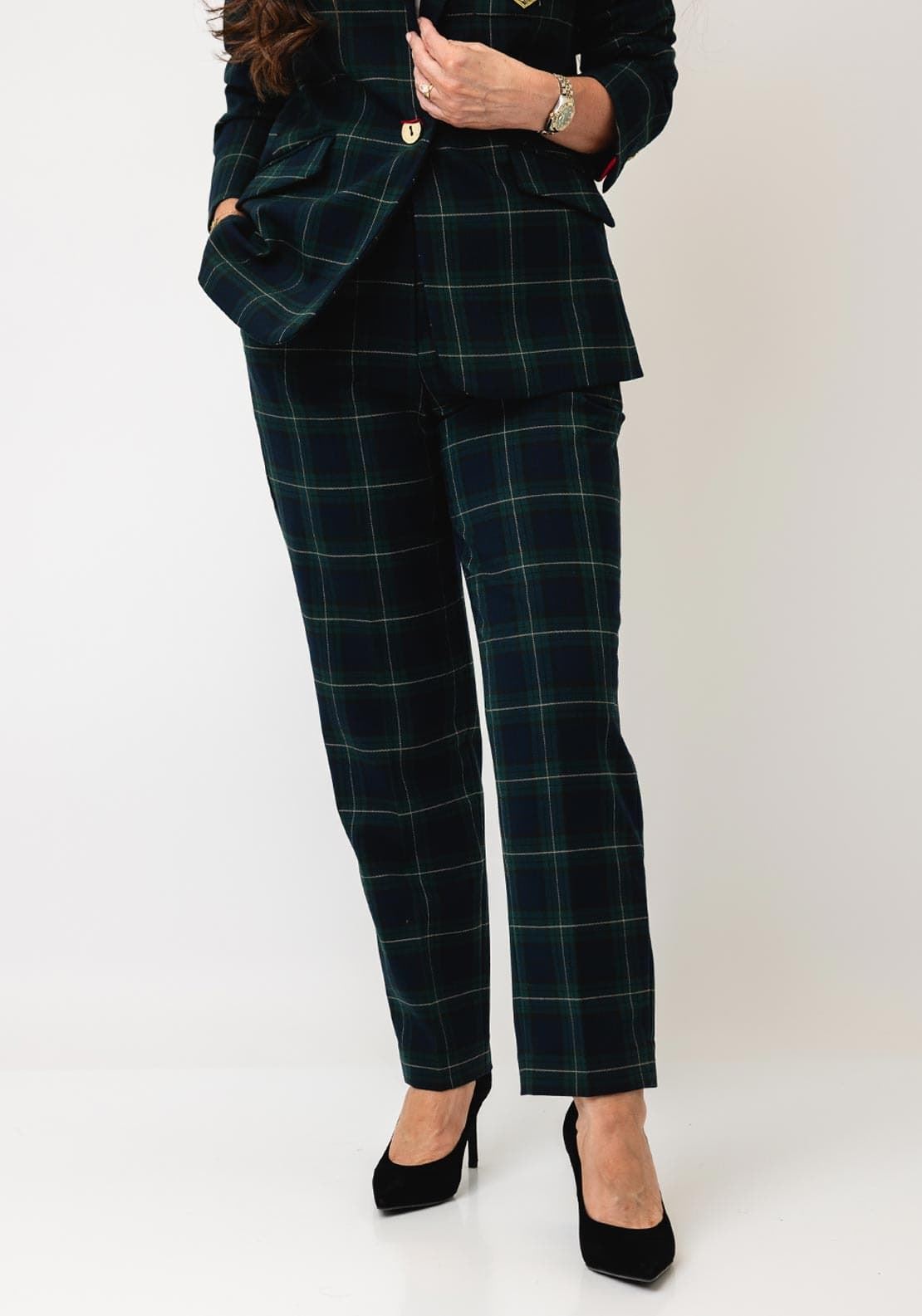 Pantalón fit LOLA CASADEMUNT LF2614024 cuadro escocés azul verde - Imagen 1