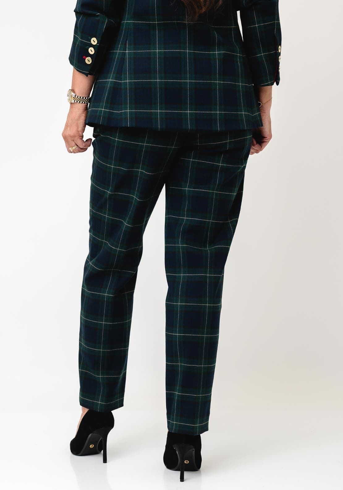 Pantalón fit LOLA CASADEMUNT LF2614024 cuadro escocés azul verde - Imagen 2