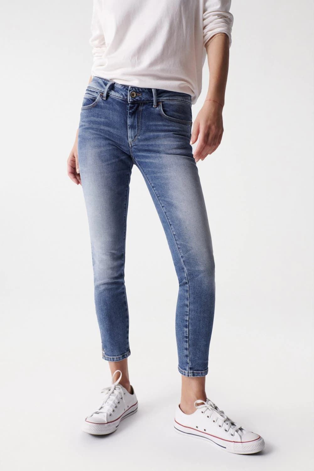 Pantalon Salsa  Wonder Crop 126511 8503 with ST, Medium Wash - Imagen 1